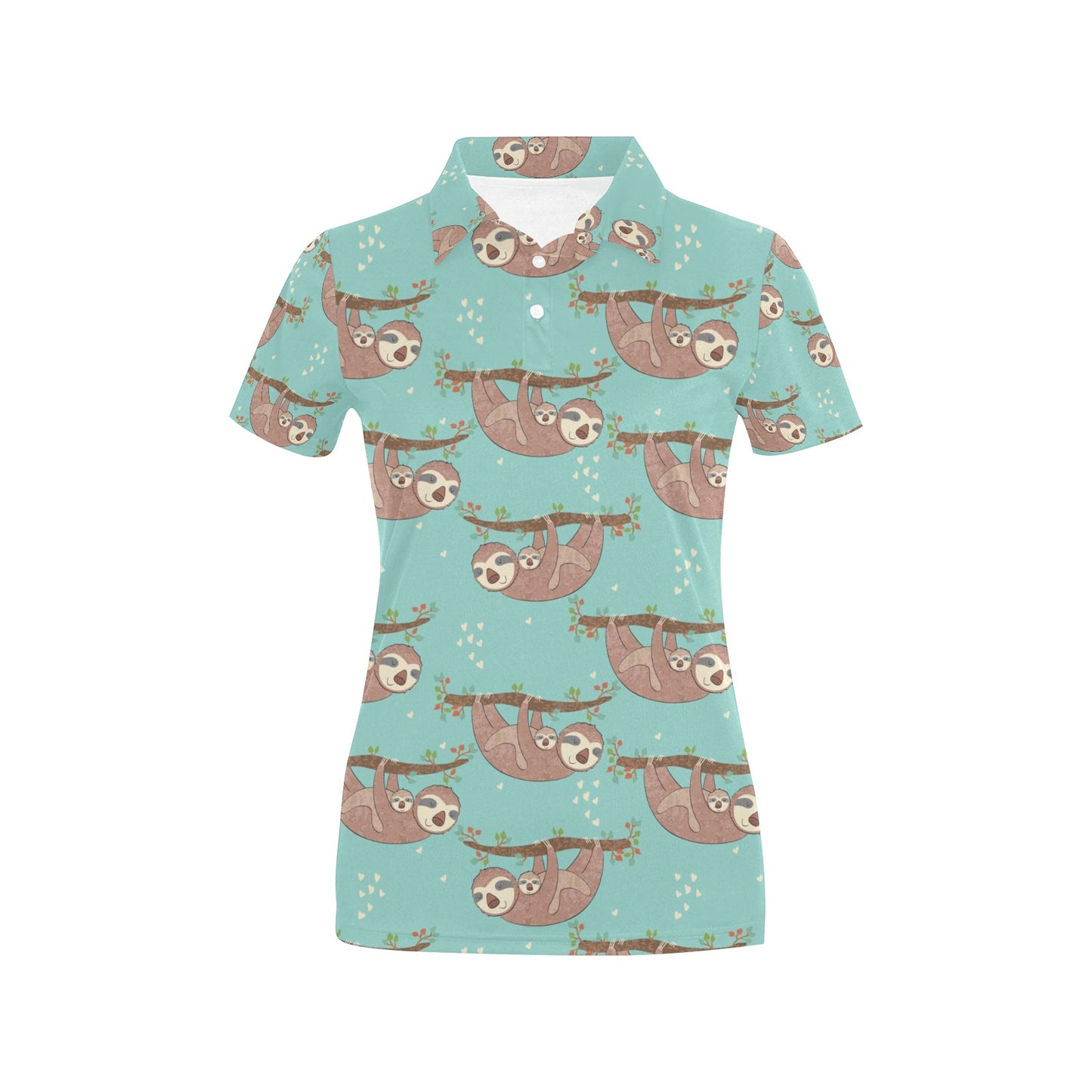 Sloth Print Design LKS302 Women's Polo Shirt