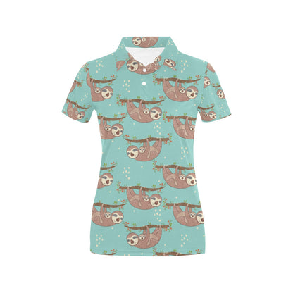Sloth Print Design LKS302 Women's Polo Shirt