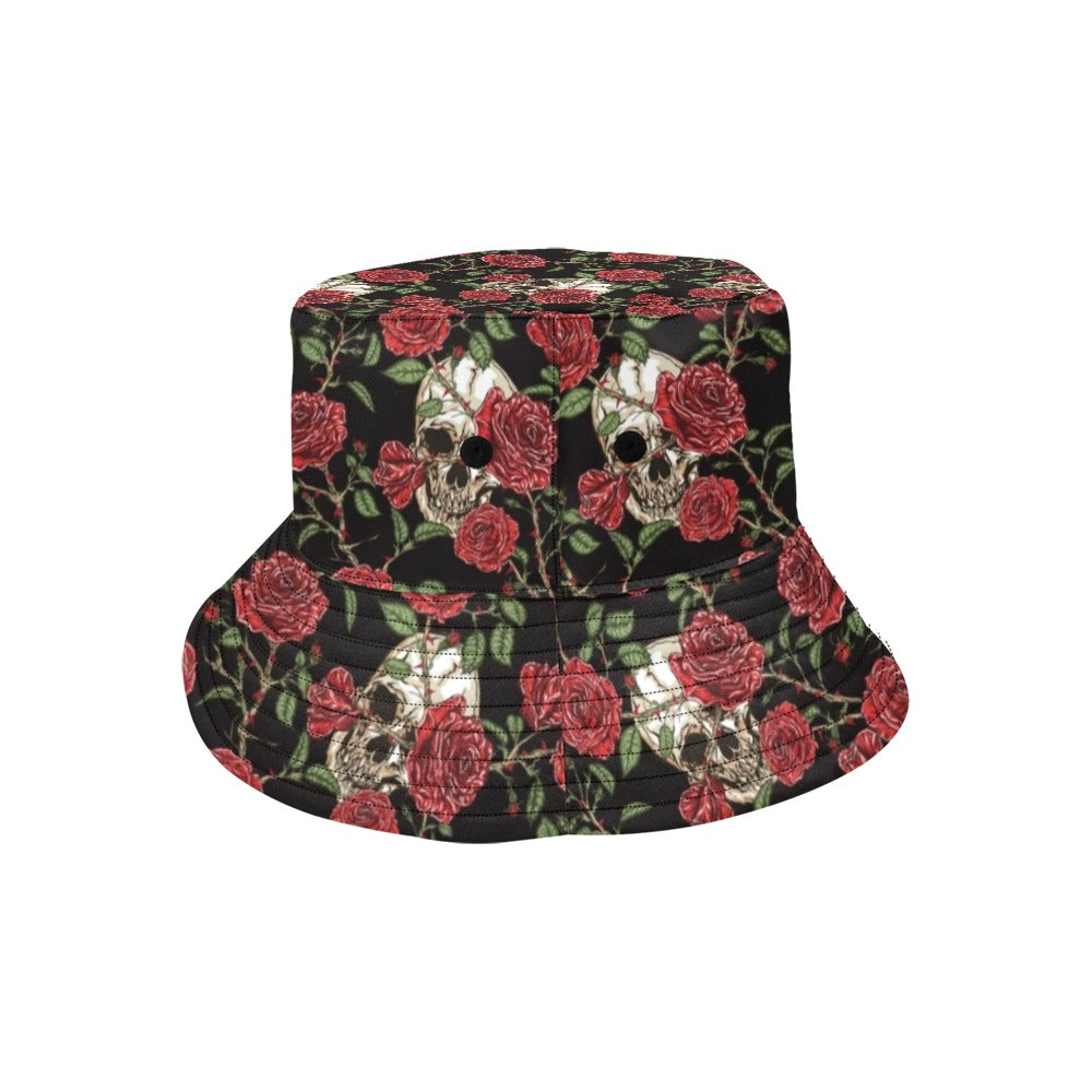 Skull And Roses Print Design LKS303 Unisex Bucket Hat