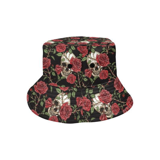Skull And Roses Print Design LKS303 Unisex Bucket Hat