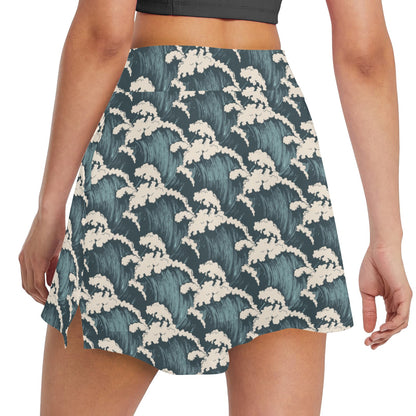 Wave Art Print 17" Golf & Pickleball Skort with Pockets