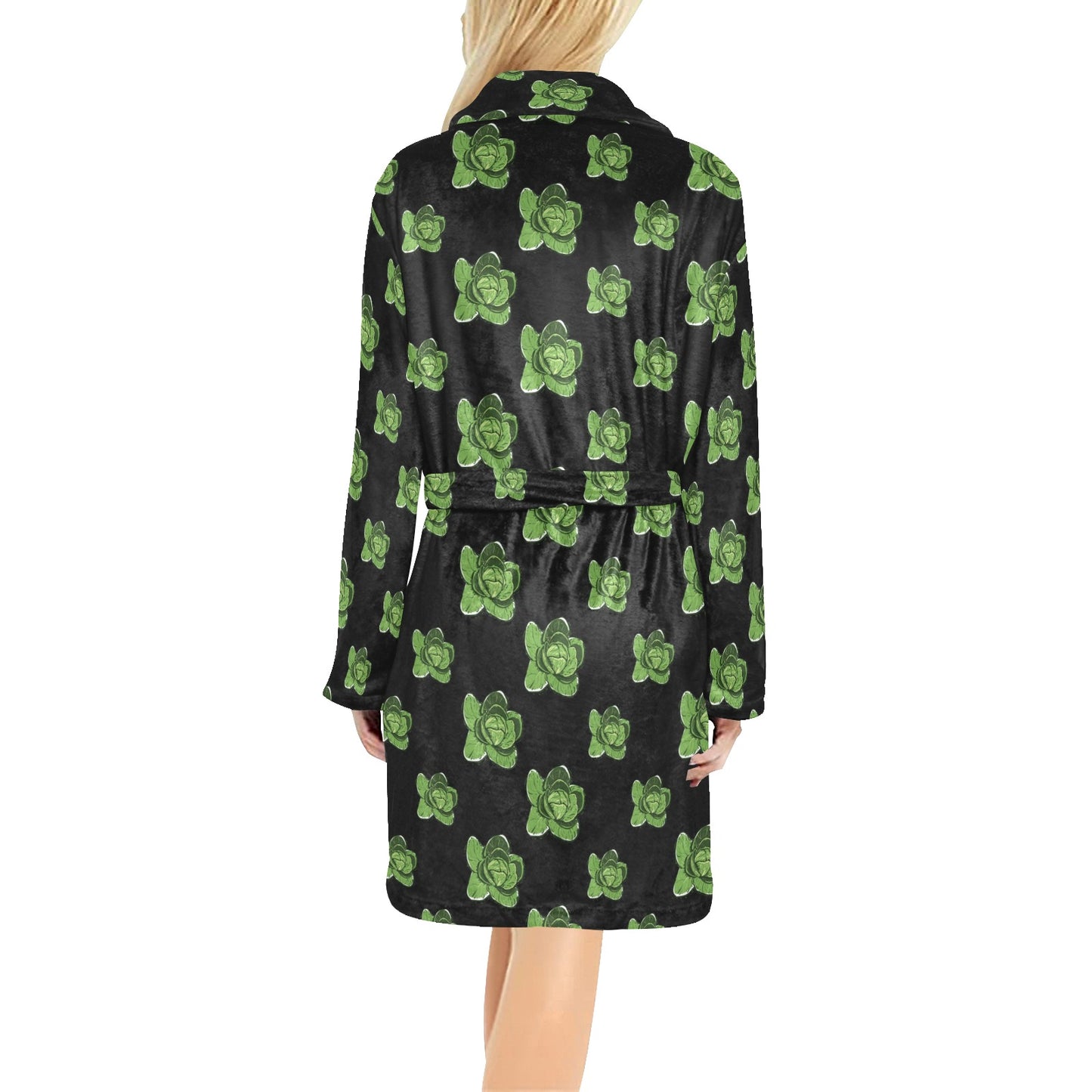 Cabbage Pattern Print Design 03 Women's Fleece Robe