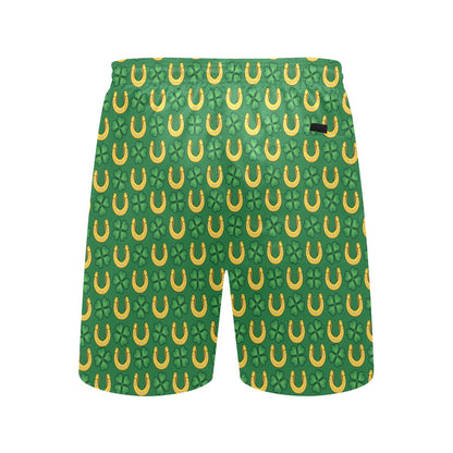 Shamrock Horseshoes Print Pattern Men's Swim Trunks Beach Shorts