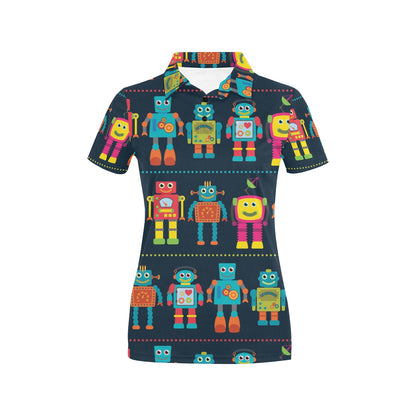 Robot Pattern Print Design A01 Women's Polo Shirt