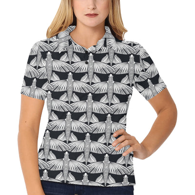 Flying Fish Pattern Print Design 03 Women's Polo Shirt