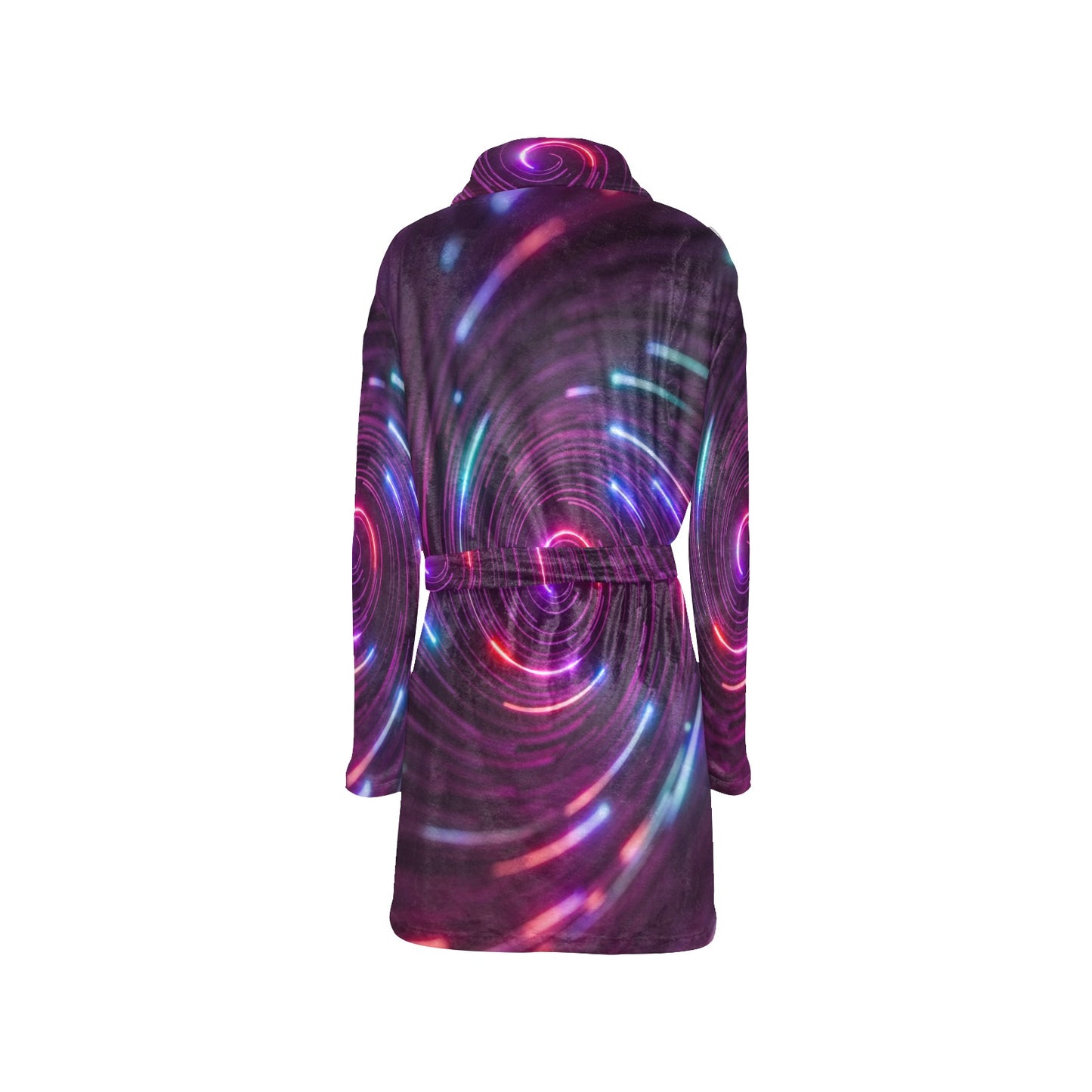 Vortex Twist Swirl Purple Neon Print Women's Fleece Robe