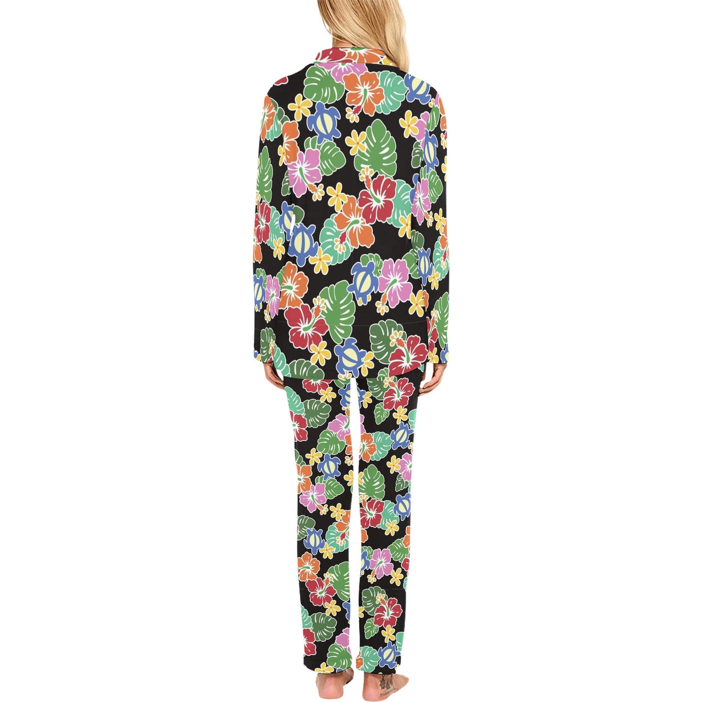 Hawaiian Themed Pattern Print Design H010 Women's Long Pajama Set