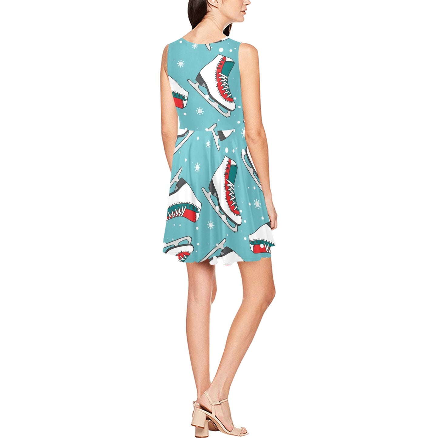 Ice Skate Pattern Print Design 03 Sleeveless Dress