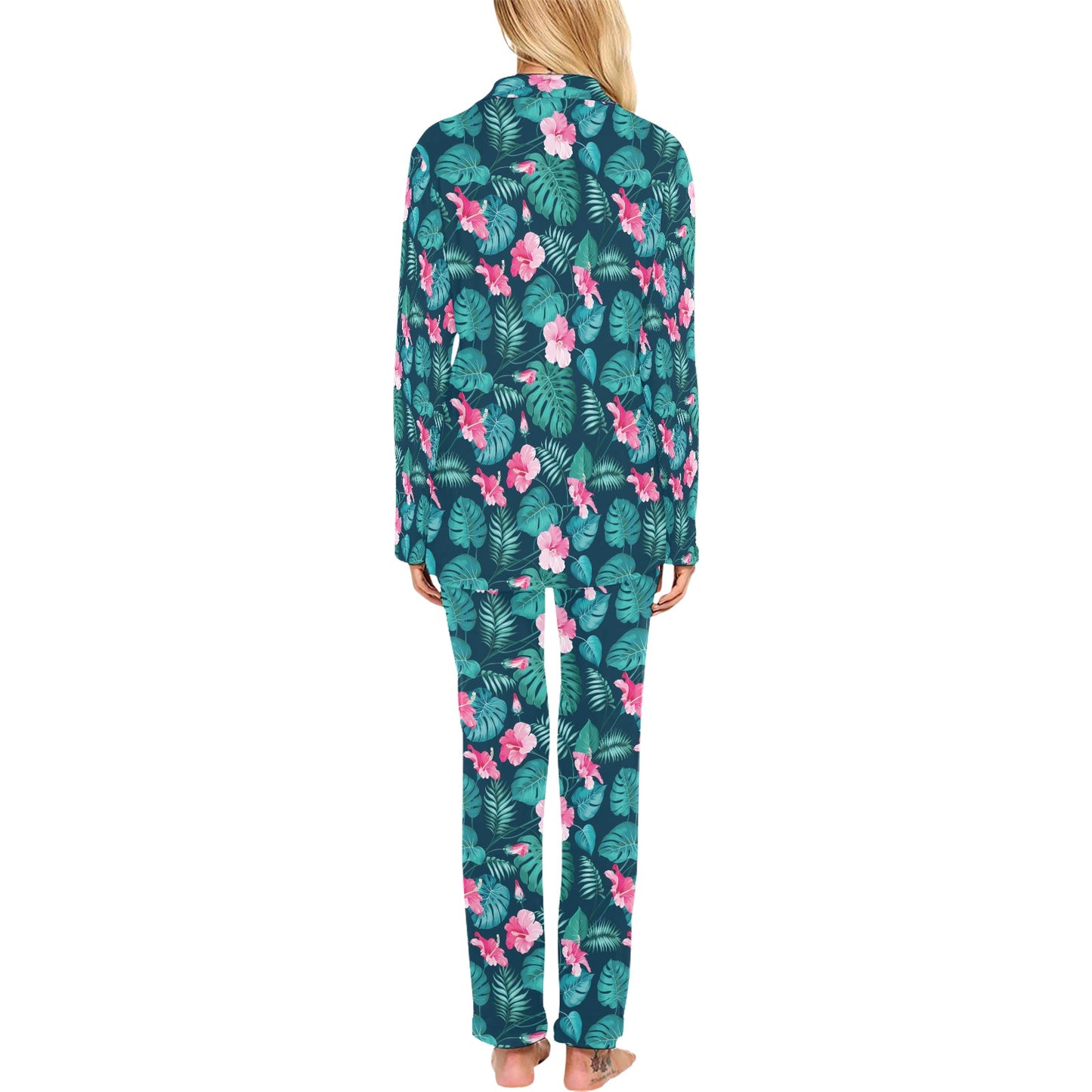 Summer Floral Print Design LKS301 Women's Long Pajama Set