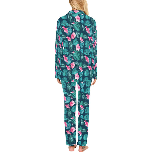 Summer Floral Print Design LKS301 Women's Long Pajama Set