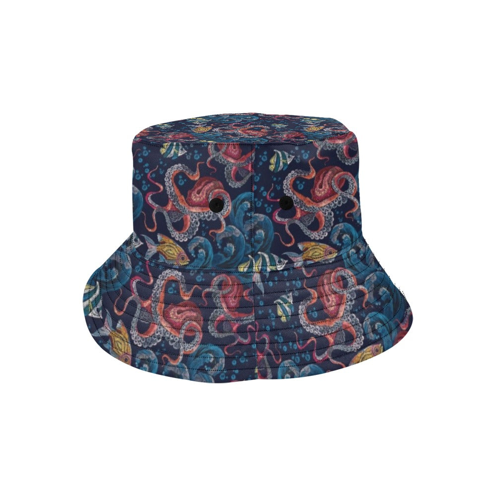Underwater Giant Squid Print Design LKS302 Unisex Bucket Hat