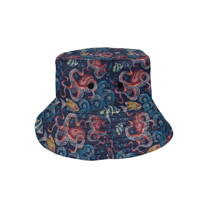 Underwater Giant Squid Print Design LKS302 Unisex Bucket Hat