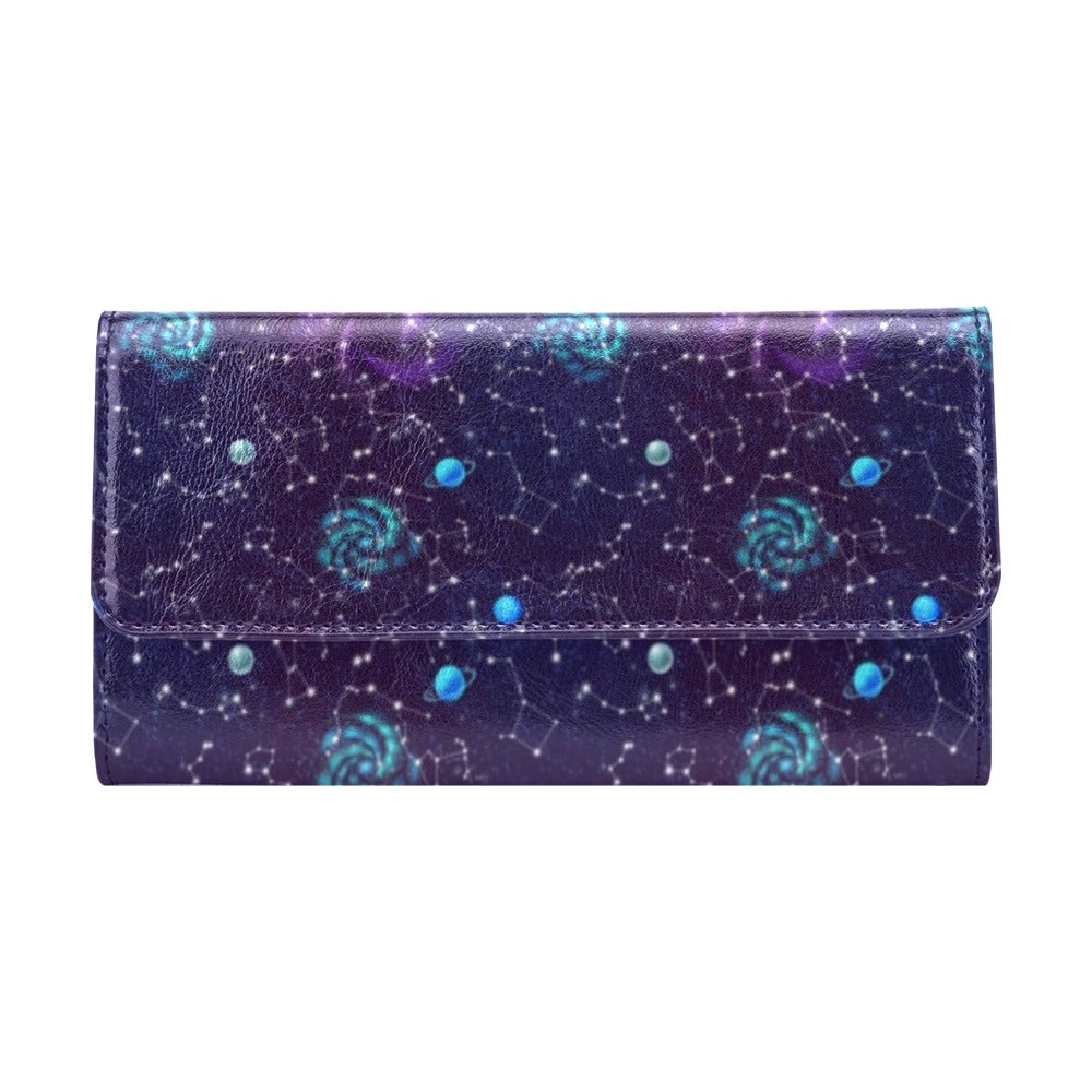 Zodiac Galaxy Design Print Women's Trifold Wallet