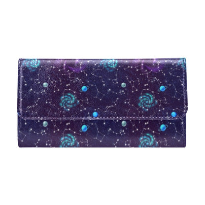 Zodiac Galaxy Design Print Women's Trifold Wallet