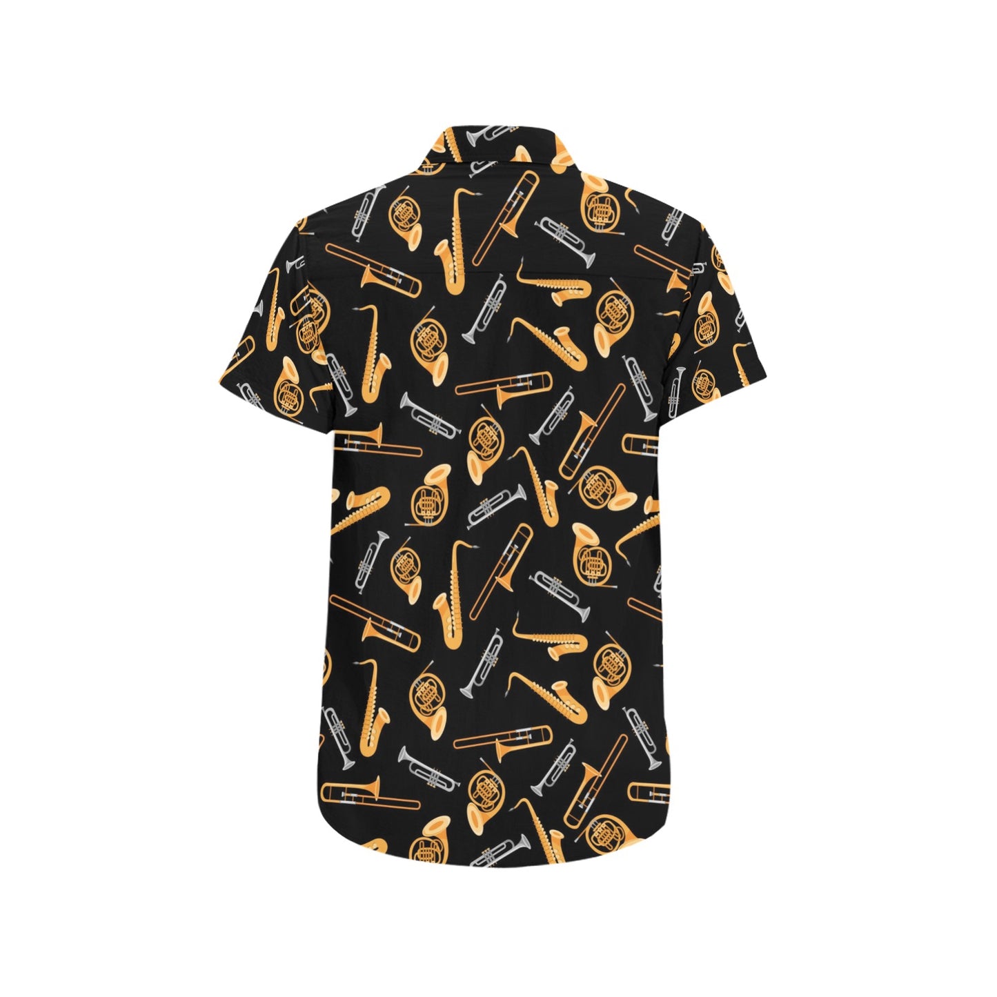 Saxophone Print Design LKS403 Men Short Sleeve Button Up Shirt