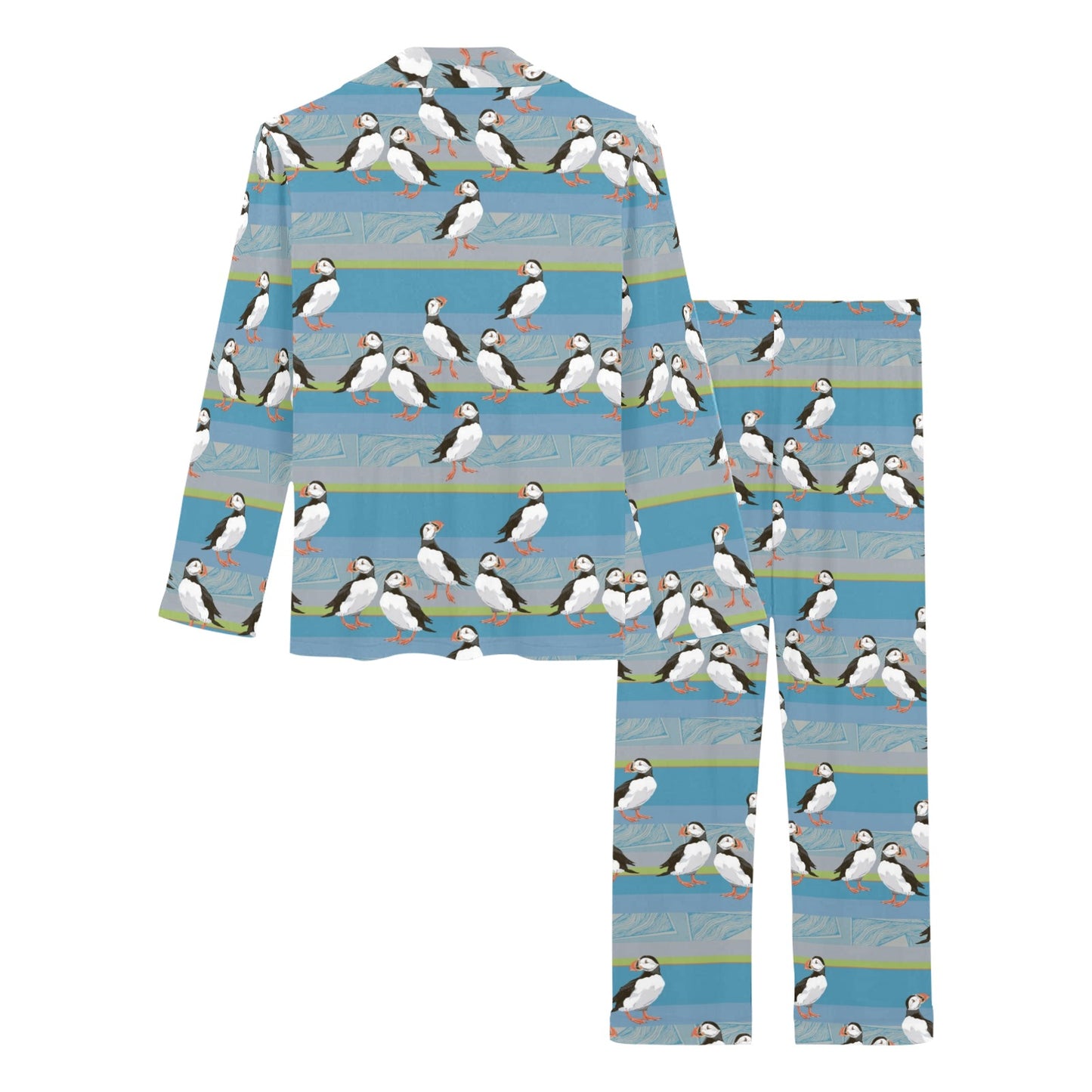 Puffin Pattern Print Design A01 Women's Long Pajama Set