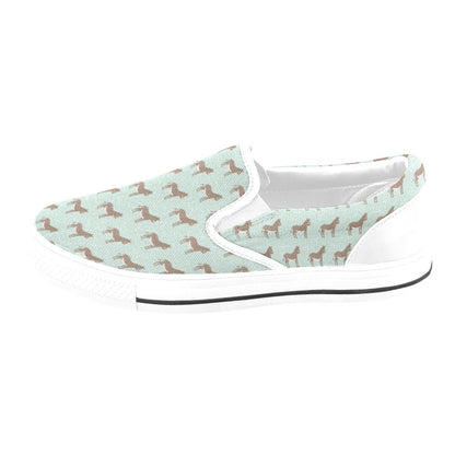 Donkey Print Design LKS402 White Slip Ons Canvas Women's Shoes