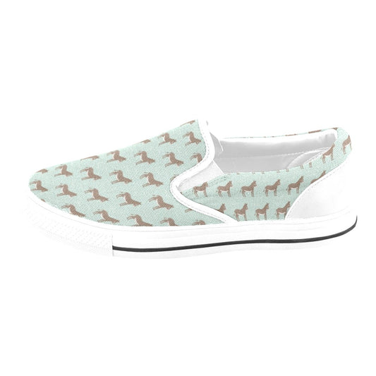 Donkey Print Design LKS402 White Slip Ons Canvas Women's Shoes