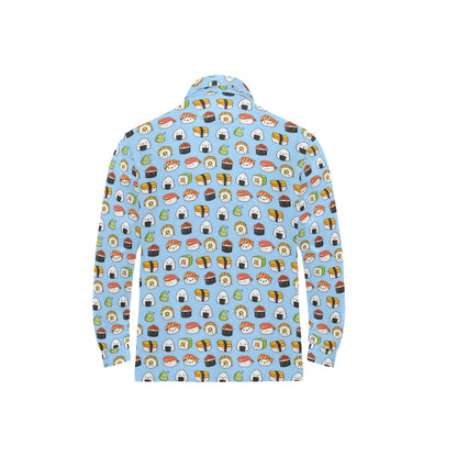 Sushi Cartoon Design Long Sleeve Polo Shirt For Men's