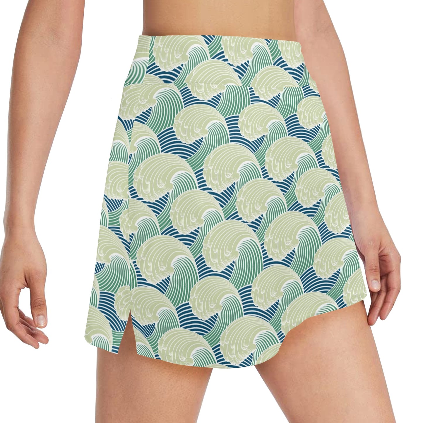 Wave Japan Style Print Design LKS302 17" Golf & Pickleball Skort with Pockets