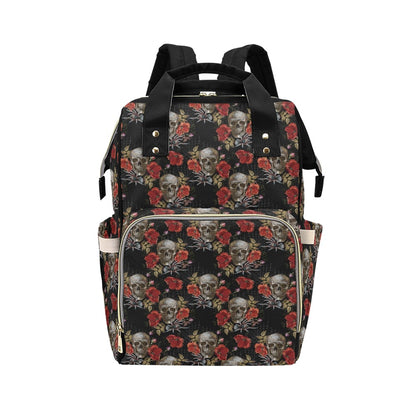 Spider Web Skull Rose Print Design LKS305 Diaper Bag Backpack
