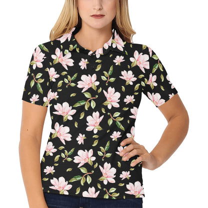 Magnolia Pattern Print Design MAG01 Women's Polo Shirt