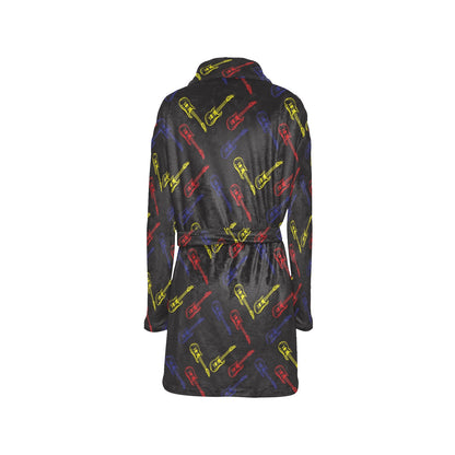 Electric Guitar Pattern Print Design 03 Women's Fleece Robe