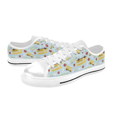 School Bus Back To School Print Design LKS303 Women's White Low Top Shoes