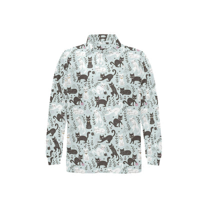 Cat Pattern Print Design 08 Long Sleeve Polo Shirt For Men's