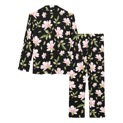 Magnolia Pattern Print Design MAG01 Women's Long Pajama Set