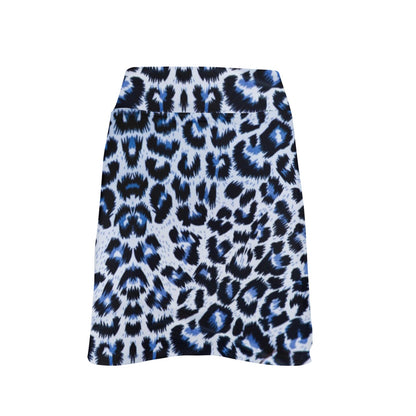 Leopard Blue Skin Print 17" Golf & Pickleball Skort with Pockets