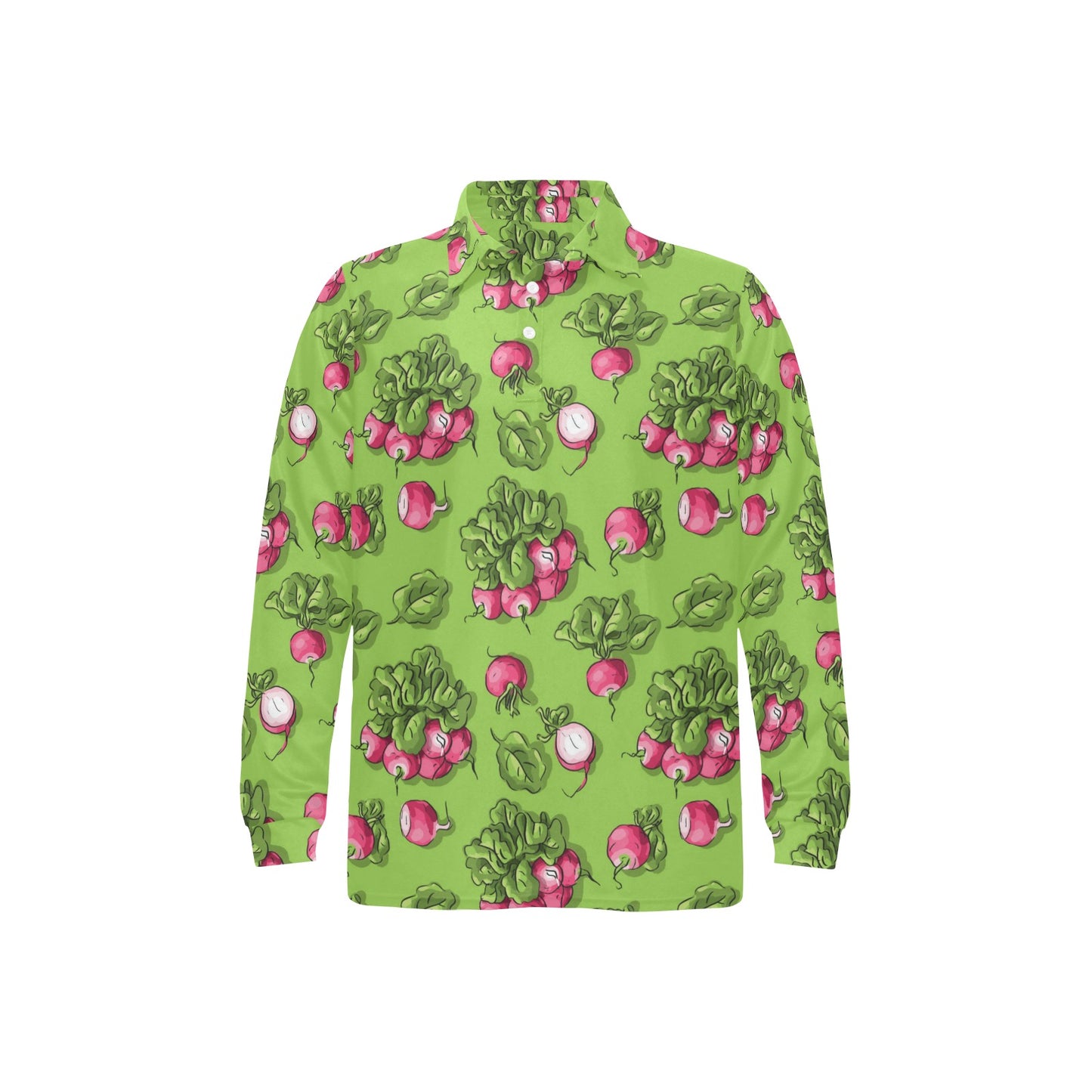 Radish Pattern Print Design A05 Long Sleeve Polo Shirt For Men's