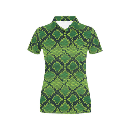 Python Green Pattern Print Design A01 Women's Polo Shirt
