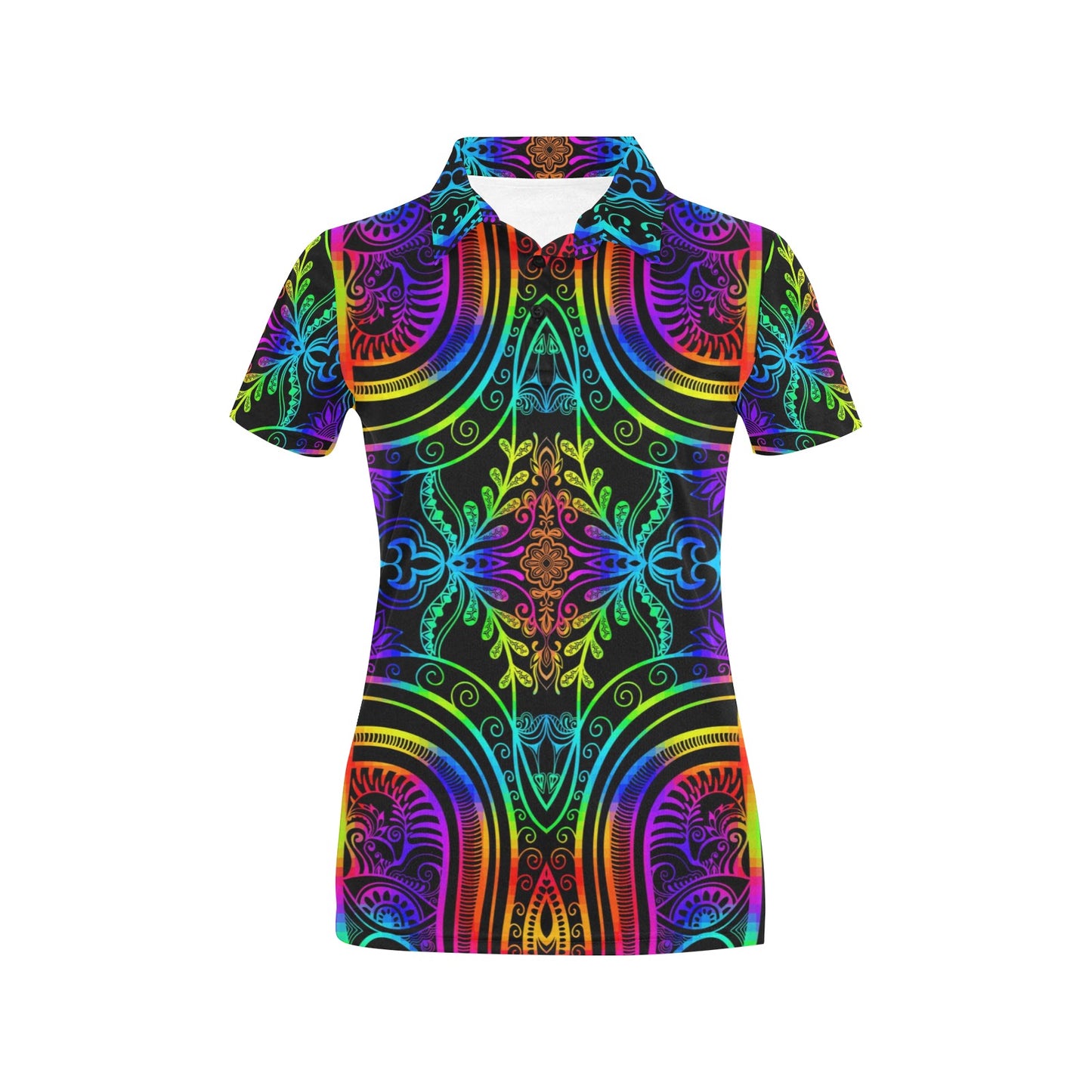 Neon Trible Rainbow Pattern Print Design A01 Women's Polo Shirt