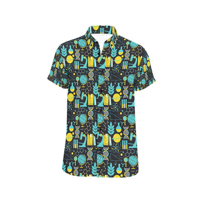 Science Print Design LKS301 Men Short Sleeve Button Up Shirt