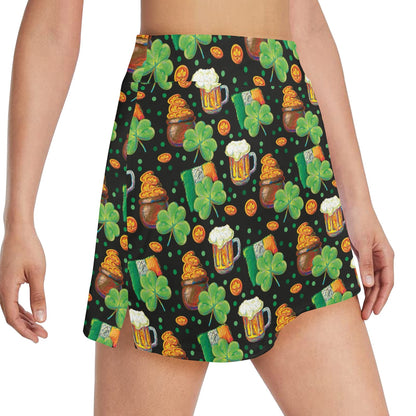 St Patricks Day Print Design LKS303 17" Golf & Pickleball Skort with Pockets