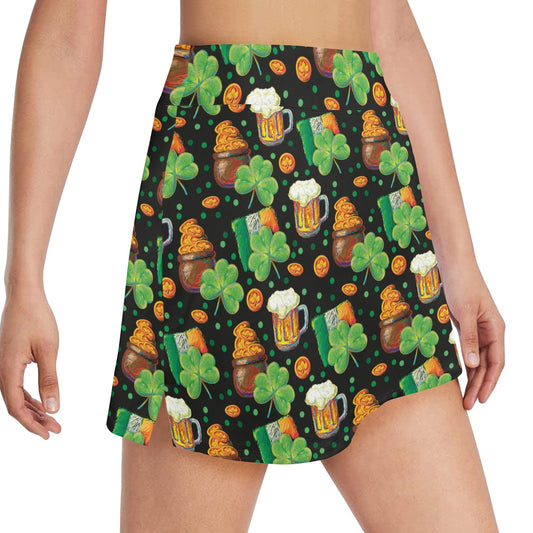 St Patricks Day Print Design LKS303 17" Golf & Pickleball Skort with Pockets