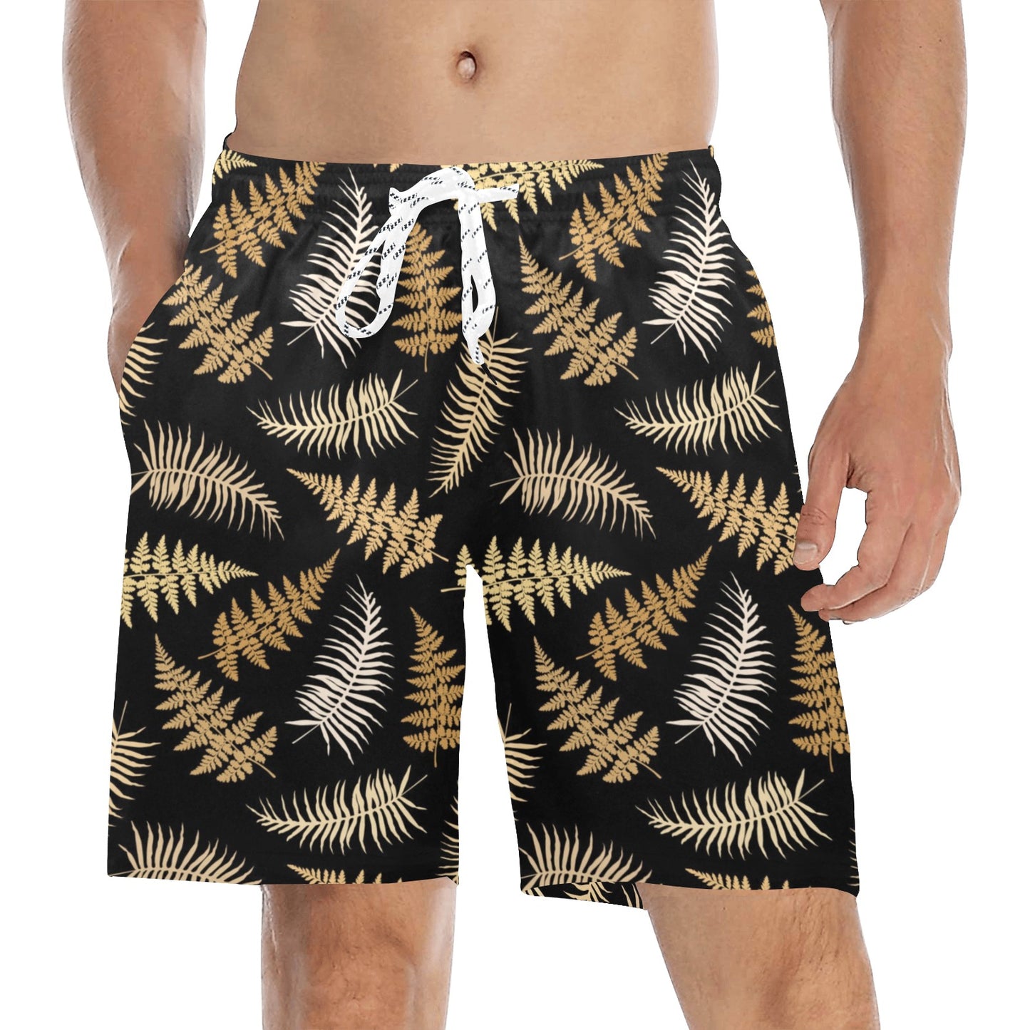 Fern Leave Bright Print Pattern Men's Swim Trunks Beach Shorts