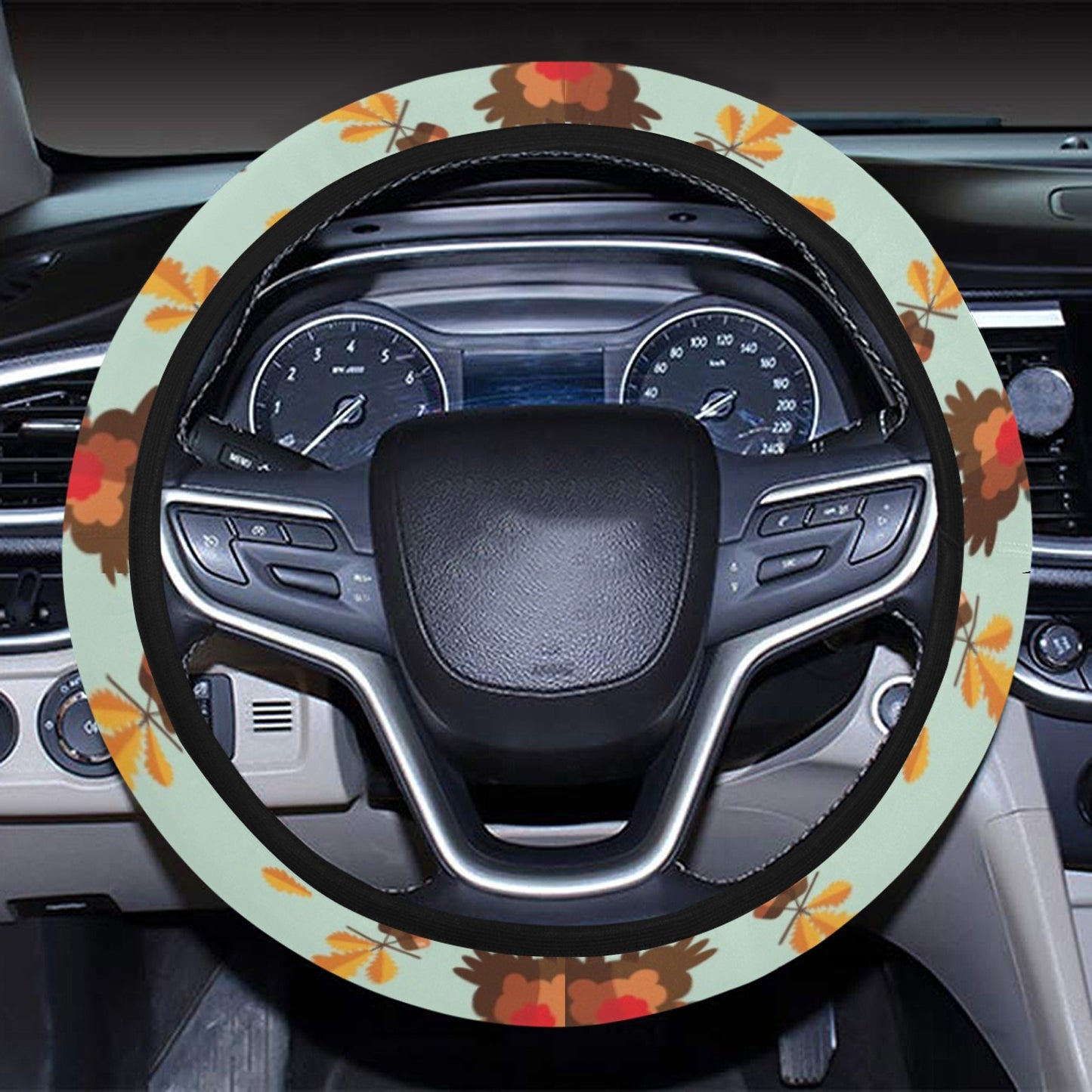 Thanksgiving Print Design LKS309 Steering Wheel Cover with Elastic Edge