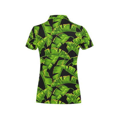 Banana Leaf Pattern Print Design BL06 Women's Polo Shirt
