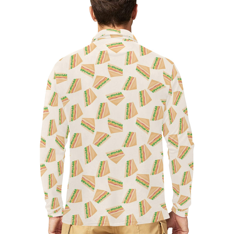 Sandwich Print Design LKS301 Long Sleeve Polo Shirt For Men's