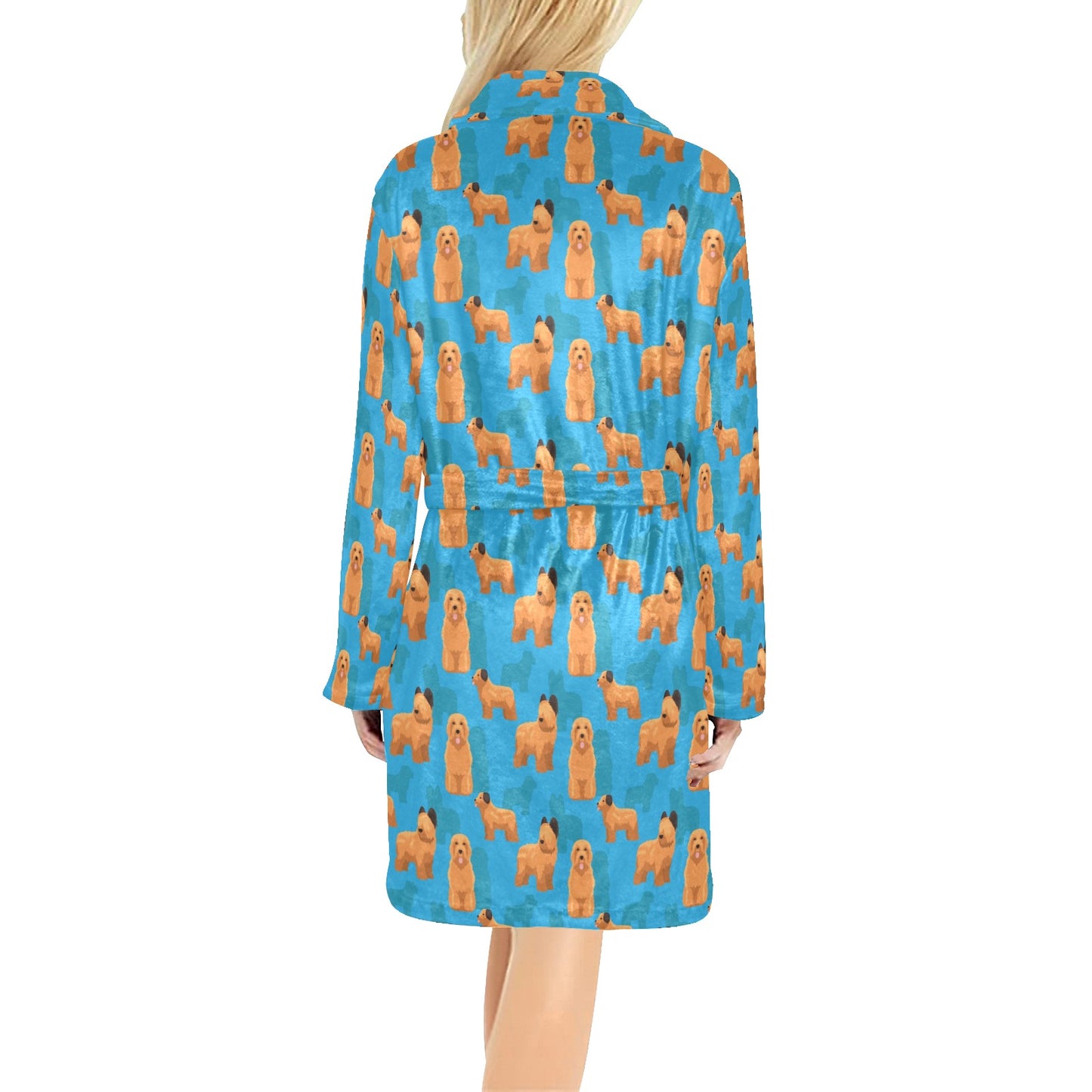 Briards Pattern Print Design 01 Women's Fleece Robe