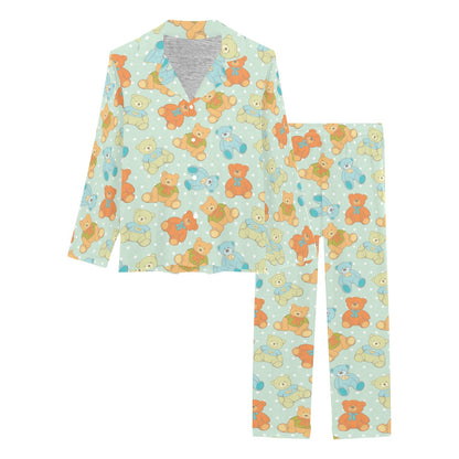 Bear Pattern Print Design 02 Women's Long Pajama Set
