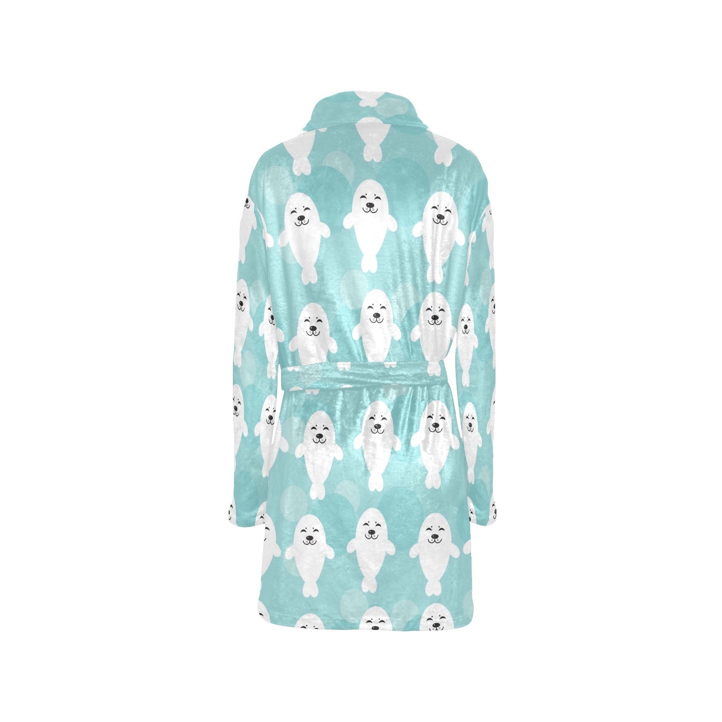Sea Lion Baby Pattern Print Design 01 Women's Fleece Robe