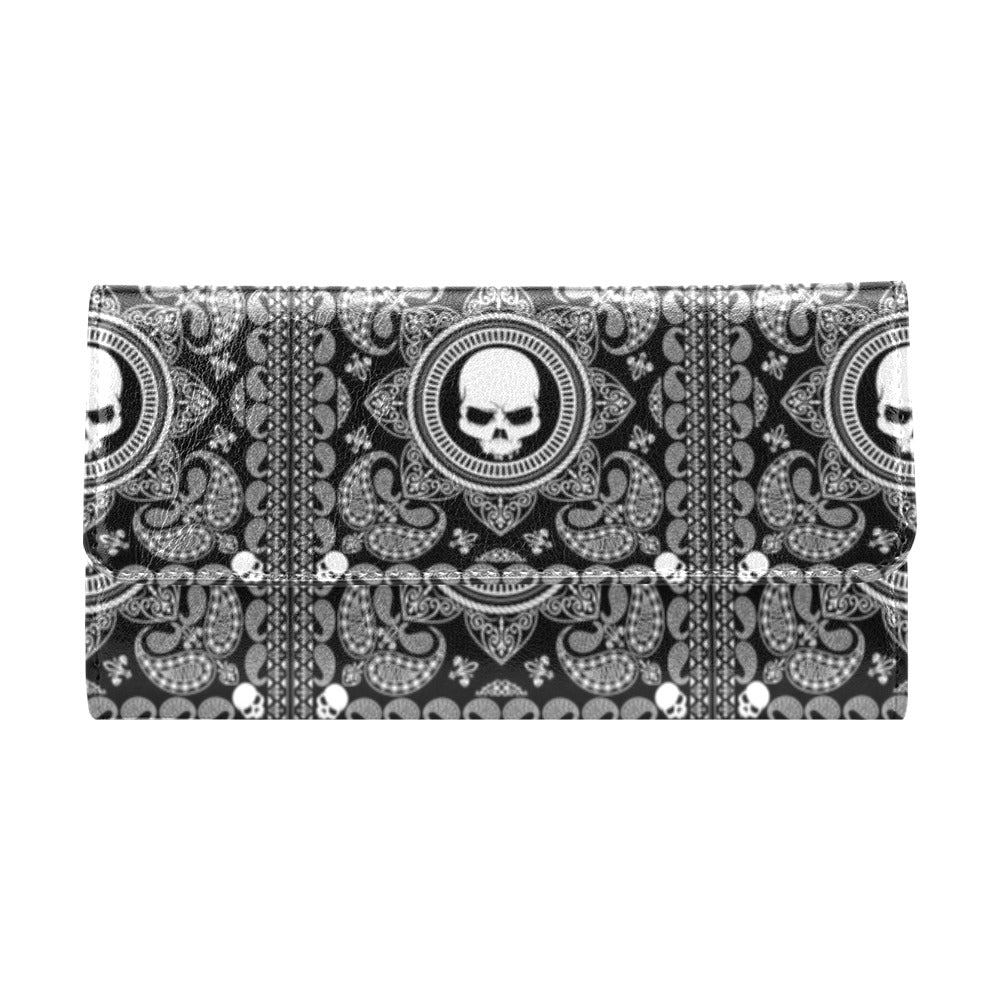 Bandana Skull Print Design LKS303 Women's Trifold Wallet