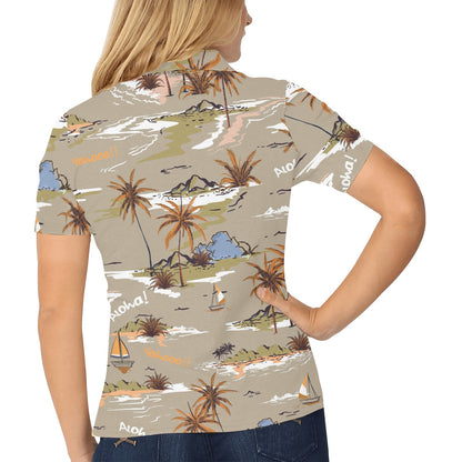 Pacific island Pattern Print Design A05 Women's Polo Shirt