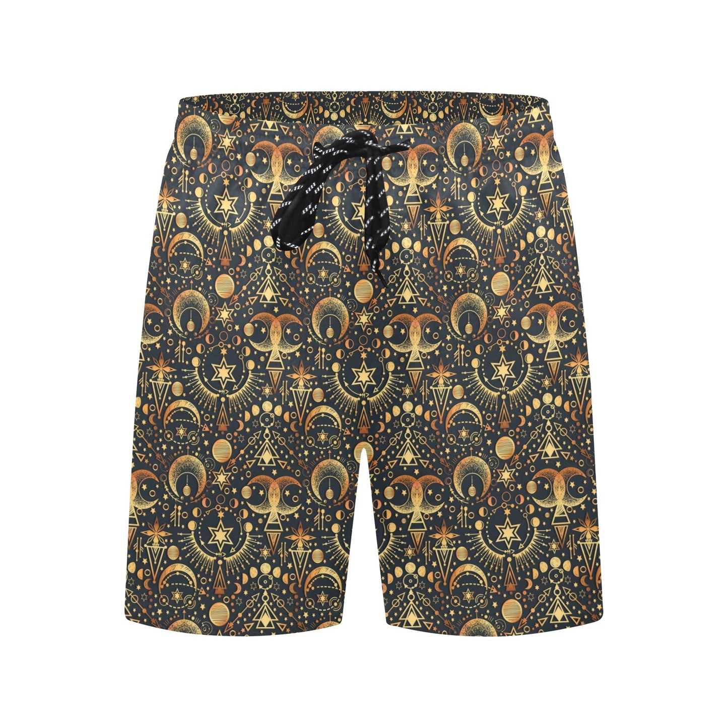 Sun Moon Print Design LKS308 Men's Swim Trunks Beach Shorts