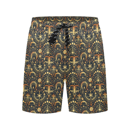 Sun Moon Print Design LKS308 Men's Swim Trunks Beach Shorts