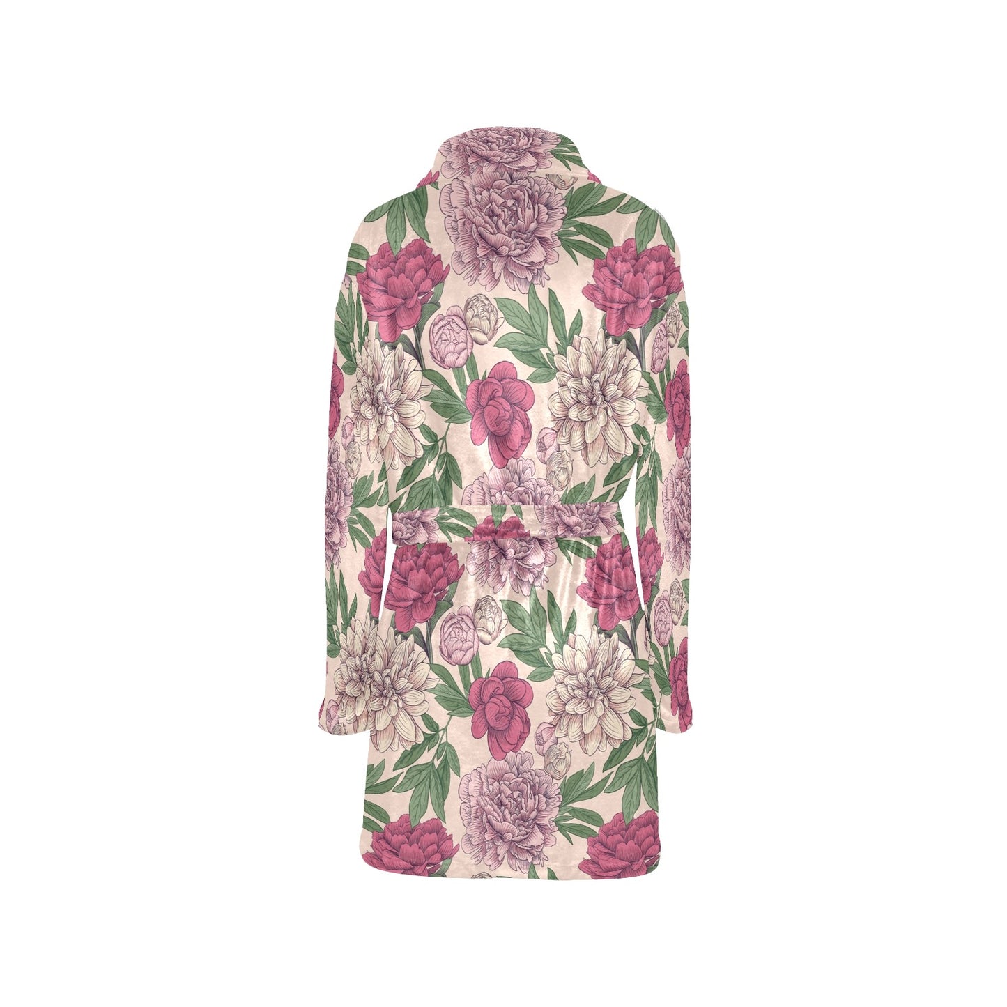 Peony Pattern Print Design A01 Women's Fleece Robe