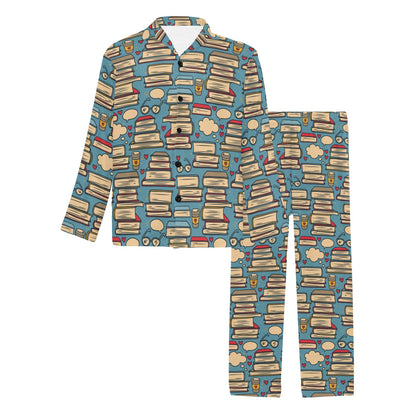 Book Pattern Print Design 03 Men's Long Pajama Set